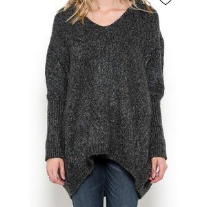 NWOT oversized hoodie distressed v-neck sweater.